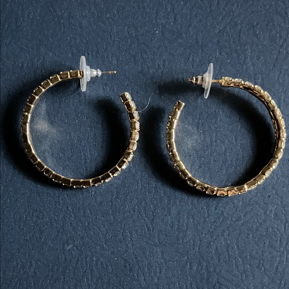 Elegant Gold tone Beaded Hoop Earrings